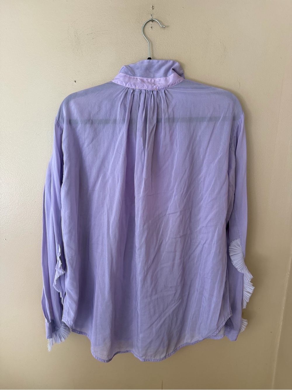 Forte Forte front panel shirt lilac Lavender Ruffle Blouse top $445 sz II 6 - Picture 9 of 14